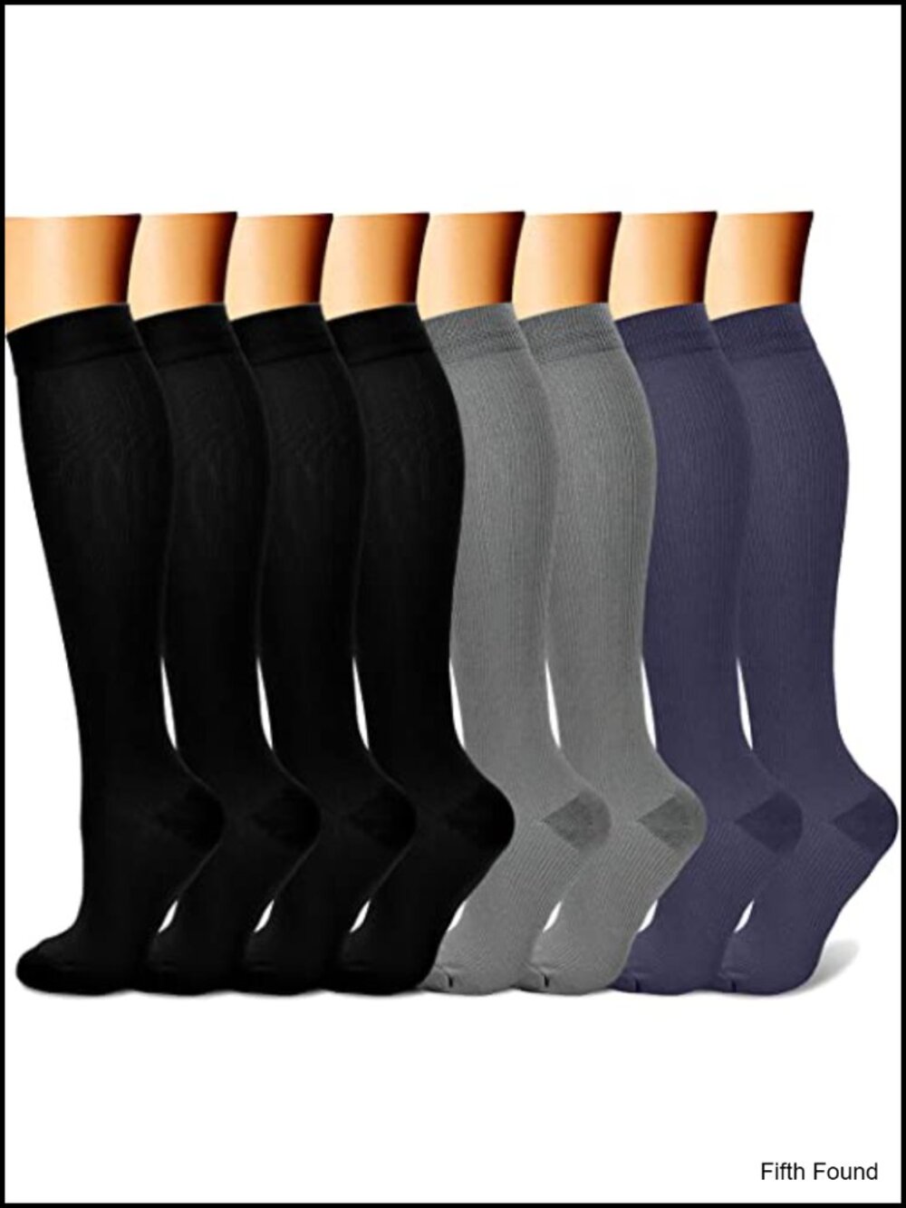 Knee High Compression Socks 15-20 mmHg Athletic Support 8 Pairs